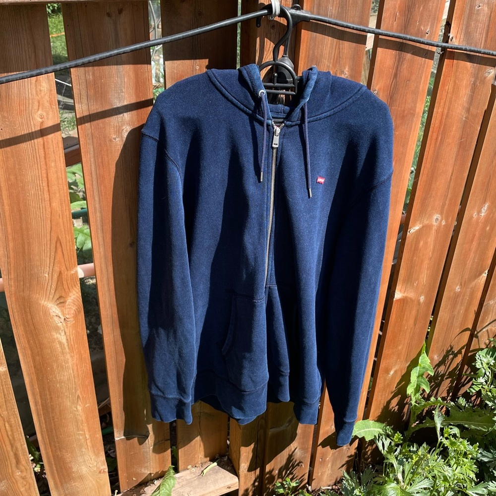 🐎 Levi’s San Francisco California US XL Metal Zip-Up Hoodie Blue Red NWOT 🐎